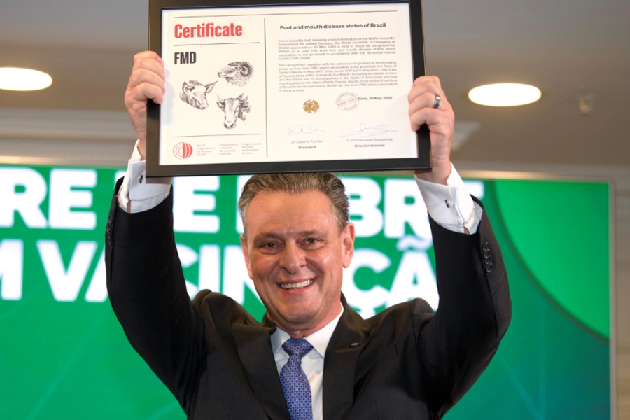 Reconhecimento do Brasil como país livre de febre aftosa sem vacinação pela Organização Mundial de Saúde Animal (OMSA)